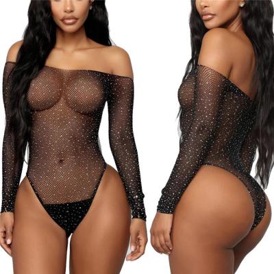 China sheer nylon, 88% hot sale 2022 Sexy Rhinestone Mesh Net Women Lingerie Female Hot Transparent Shiny Sequin for sale