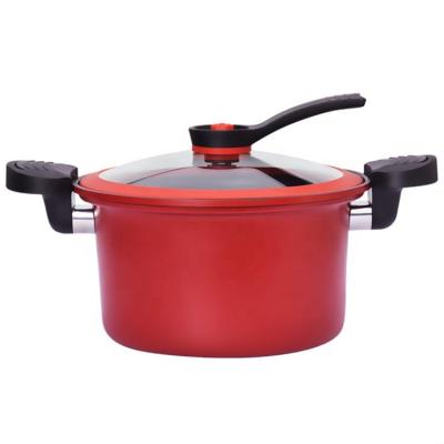 China High Quality Glass Micro Lip Induction Gas General Use Pressure Stew Pot Totipotent Micro Pot Cooker With Handle 5L 304 Stainless Steel for sale