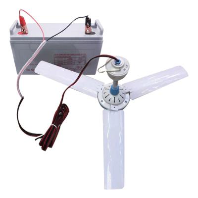 China Solar Battery Power 12v Mini Portable DC Ceiling Fan Portable Cooling Outdoor Camping Use Indoor Home Use Fan for sale