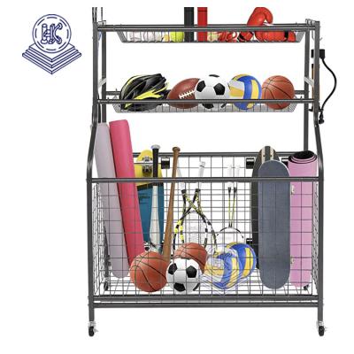 China Product showing for shopping mall garage sporting goods metal storage organizer with baskets stand up shelf for sale