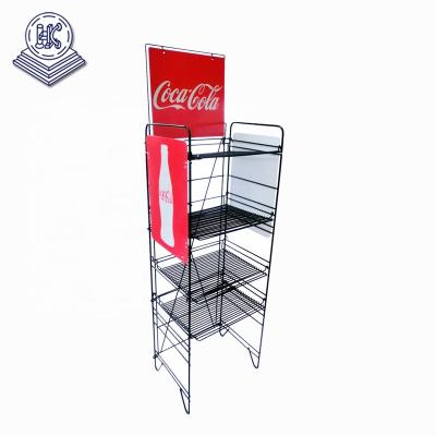 China Easy Assembly Snack Grocery Floor Rack Wire Display Racks For Convenience Stores And Snack Bars for sale