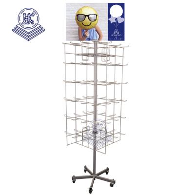 China Product Showing for Mall Metal Mounting Gift Ornaments Floor Rack Metal Rotating Ball Hook Peg Hook Steel Wire Display Rack for sale