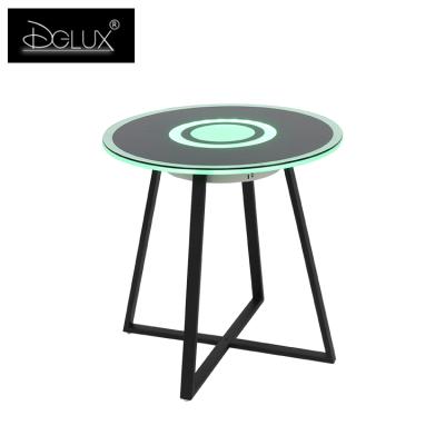 China Dimmable Coffee 8W LED RGB Glass Black Glass Portable Outdoor Table Music Player Touch Lamp Iron Frame Music Player for sale