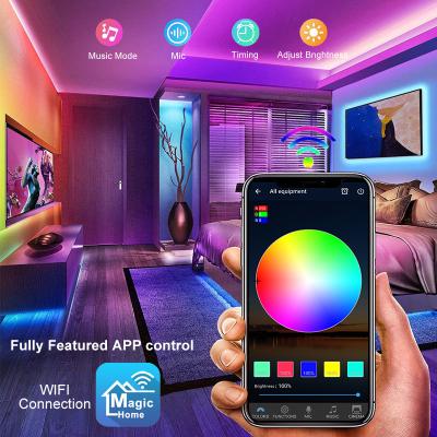 China 5050 residential residential 5M 10m RGB led strip wifi with APP AC 220v 110v color charging Smart led strip light kit for kichen cabinet home for sale