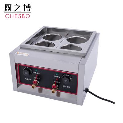 China Commercial Hotels Restaurant Kitchen Stainless Steel Noodle Cooking Machine On Cabinet 4 Tank Gas Noodle Cooker for sale