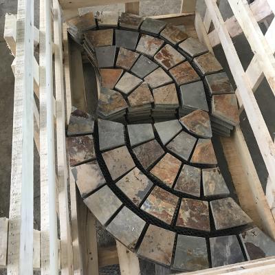 China Mid Century Granite Slab Stone Garden Paving Tiles Fan Pattern Type for sale