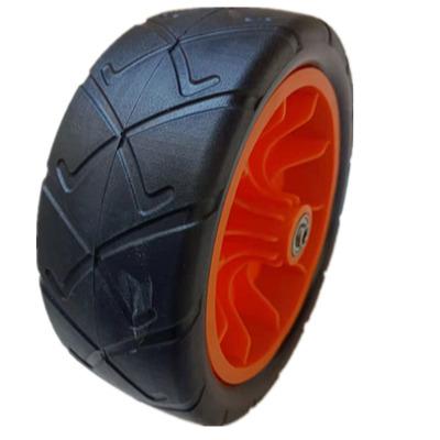 China Construction Material Shops 200mm Golf Cart PU Foam Wheel With Plastic Rim And Bearings For Cart for sale