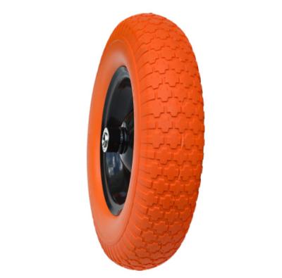 China Building Material Shops Wholesale PU Foam Wheel China 4.00-8 16 Inch Polyurethane Wheelbarrow Wheel for sale