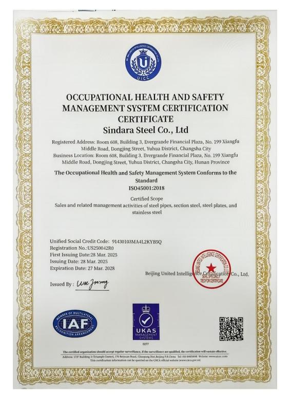 ISO45001 - Sindara Steel Co.,Ltd