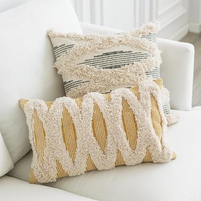 China Wholesale Decorative Bohemian Living Room Fur Bohemian Cushion Pillow Cover Anti-static Luxury Tufted Couch Decor Home Felling Printed Luxury Pillow Cover for sale