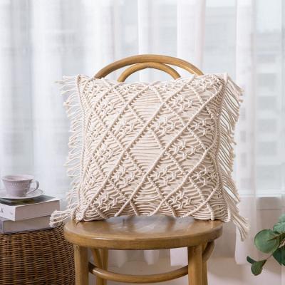 China Wholesale High Quality Anti-Static Boho Pattern Decor Macrame Tile Covers Luxury Custom Handmade Round Macrame Cushion Bohemian Blanket for sale