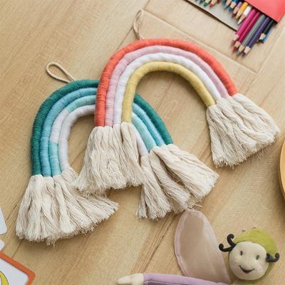 China Eco-friendly Hot Selling Handmade Baby Nursery Room Decoration Macrame Wall Hanging Cotton Kids Room Decor Wall Art Hanging for sale