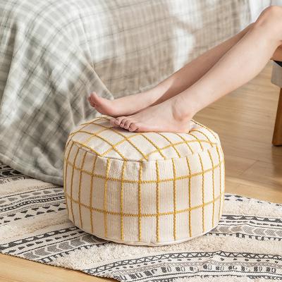 China 2022 New Christmas removable modern moroccan boho pouf cover round pouf foot stool jacquard for living room decoration outdoor footstool pouf for sale