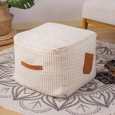 China 2022 New Ottoman Foldable Outdoor Bohemian Woven Poufs Good Quality Moroccan Modern Pouf Stool For Living Room Decoration for sale