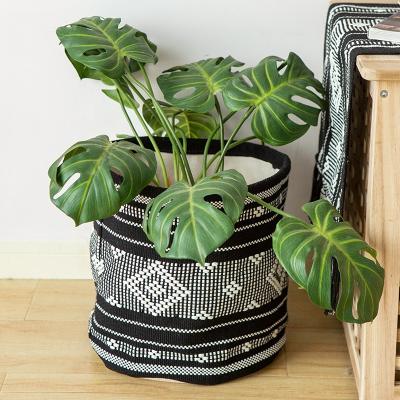 China Wholesale Minimalist Jacquard Round Black Kitchen Laundry Basket Vegetable Geometric Woven Woven Basket Factory Large Others Storage Baskets for sale