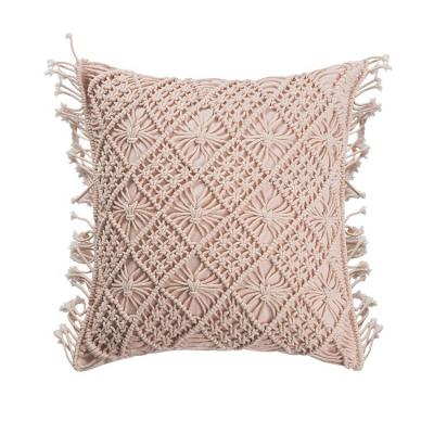 China 2022 boho macrame cushion cover handmade cotton woven Bohemian home decorative wholesale PORTABLE for sale