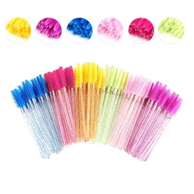 China Cleansing Wicks and Brow Eyelash Sweeps 50pcs Eyelash Extension Supplies Disposable Wick Microbrushes Spoolie Mini Mascara Wands Brush Makeup Tool for sale