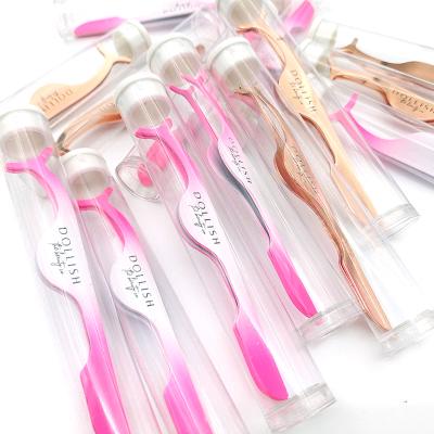 China Durable Custom Logo Private Label Lashes Applicator Tweezers Bulk Lash Tweezers Packaging False Eyelash Tweezers for sale