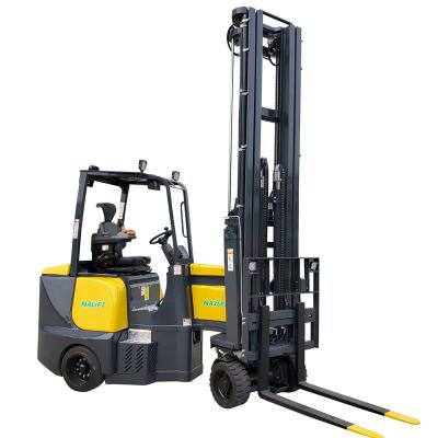 China Narrow Place Applied 2.5t Pallet High Lift Stacker Electric Forklift 10m Cost Sit Down Narrow Aisle Forklift for sale