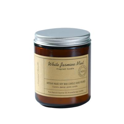 China Eco-enviroment scented candle made from smokeless wood Rose Scented Glass Jar Candle Lavender Soy Wax for sale