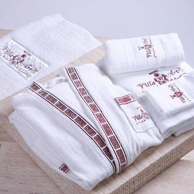 China 50% Discount Manufacturer Personalized Turkish Cotton Breathable Bathrobe White Waffle Embroidered Towels and Bathrobe for sale