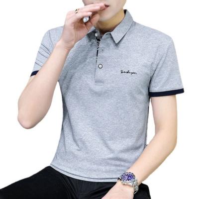 China 2023 summer trend men's polo cotton top clothes anti-shrink turn-down pure collar T-shirt for sale