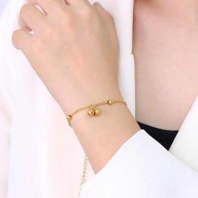 China 2021 Punk Retro 18K Gold Plated Cute Stainless Steel Jewelry Beads Bracelet For Women for sale