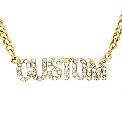 China TRENDY Custom Iced Out Name Necklace Choker Handwriting Nameplate Pendants Couples Gift Custom Stainless Steel Chain Necklaces for sale