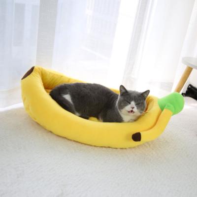 China Travel Hot Sale Cute Yellow Banana Shape Sofa Bed House Kennel Cat Banana Cat Bed for sale