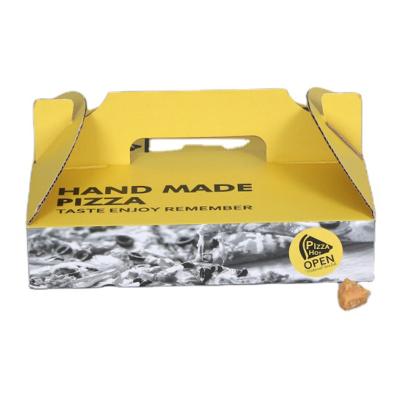 China Recycled Materials Customized Full Color Logo Printed Portable Cardboard Pizza Box With Handle for sale