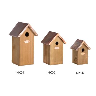 China Design NK04/05/06 Outdoor Wooden House Garden Sustainable Copper Roof Hanging Esschert Tree Bird Aviary for sale