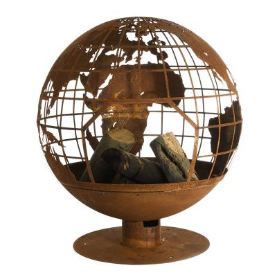 China Stocked FF451 2mm metal sheet fireball globe S corten steel fire bowl for sale