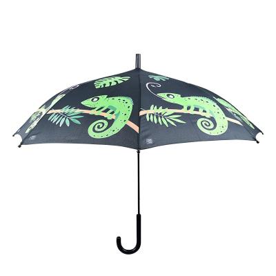 China 2021 NEW Desgin Minimalist Cartoon Auto Open Umbrella Reusable Half With Printed Chameleon for sale