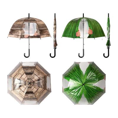 China Umbrella Outdoor Transparent Minimalist Grass And Wall Printing Funny Umbrella Rain Novelty Minority Windproof Creative Umbrellas for sale