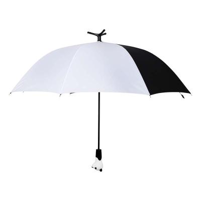 China Cute Panda Animal Printed Umbrella Outdoor Rain Use Minimalist Popular Roof Umbrella Semi-automatic Umbrella With Foot Stand for sale