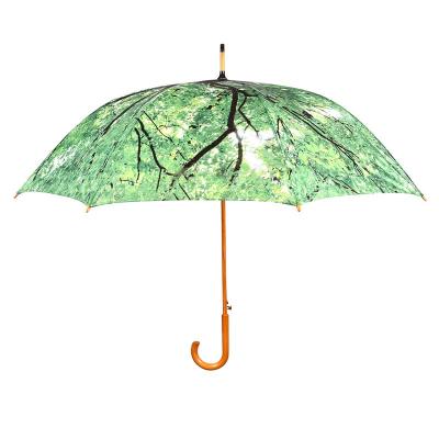 China High Quality New Design Jungle Tree Umbrella Semi-automatic Upright Umbrellas Minimalist Top Promotional Outdoor Rain Umbrellas for sale