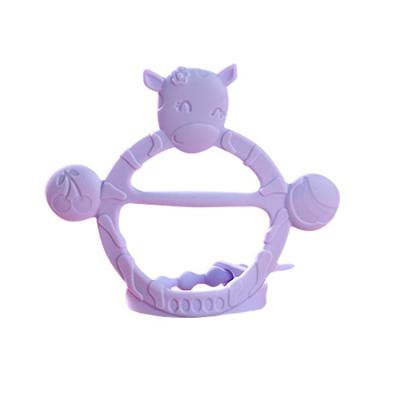 China Hot Sell Food Grade Soft Toy Cattle Design Silicone Baby Teether Toys Eco BPA Free Organic Silicone Baby Teethers for sale