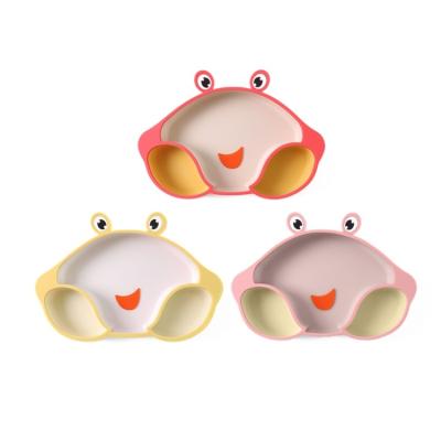 China CLASSIC In Stock Divider Dish Three Compartments Cartoon Frog Silicone Children's Dish Baby Food Grade Dish Divider Children's Dish for sale