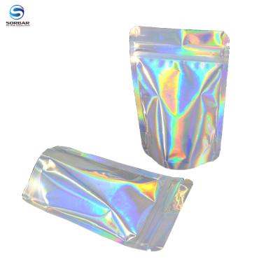 China Mylar Printed Barrier Film Laminated Holographic Zipper Zipper Zip Lock Plastic Packaging Bags for sale