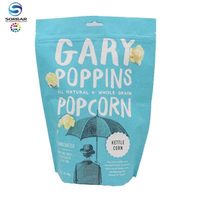 China Custom Aluminum Foil Chip Bags Moisture Proof Popcorn Popcorn Flat Bottom Bag Snacks Packaging Stand Up Pouch for sale