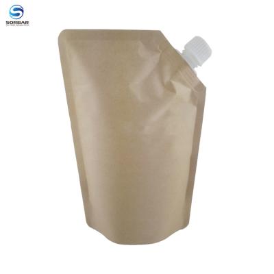 China 500ml Barrier Flat Bottom POS Wrapping Paper Reusable Biodegradable Biodegradable Spout Energy Drinks Pouch for sale