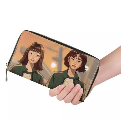 China 2021 new unisex wallet famous designer design squid game waterproof printing mini long wallet purse custom credit card bag for sale