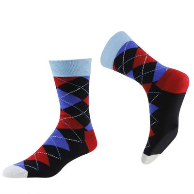 China Fashion Business Men's Breathable Cotton Argyle Socks Breathable Manufacturer for sale