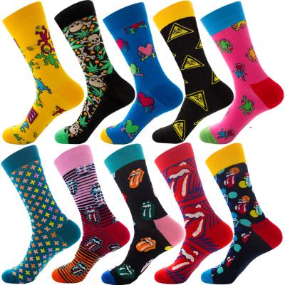 China Fashion Breathable Wholesale Custom Made Breathable Cotton Logo Hot Sale Amazon Men's Colorful Novelty Socks for sale