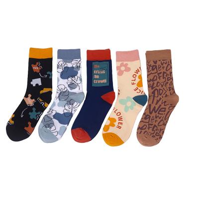 China 2022 New Style Popular Manufacturer Spring Pattern Women Cotton Crew Socks Girl High Quality Breathable Novelty Breathable 2022 for sale