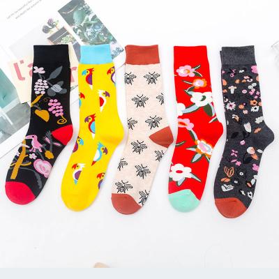 China Fashion 2021 New Style Breathable Cotton Logo Colorful Manufacturer Pattern Popular Casual Custom Design For Women Crew Socks for sale