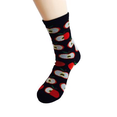 China Manufacturer Breathable New Designs Custom Jacquard Designs Fruit Pattern Novelty Socks For Women for sale