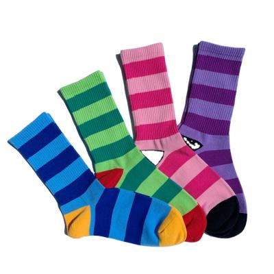 China Running And Crew Sports Men Custom Logo Stripes Cotton Cotton Breathable Colorful Breathable Anti Slip Women Sock Socks Unisex for sale