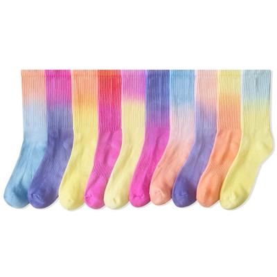 China Wholesale Antibacterial Antibacterial Colorful Cotton Crew Tie Dye Sports Socks for sale