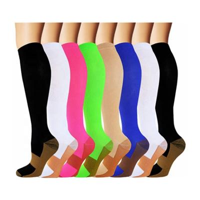 China Custom Logo 20-30mmhg Knee High Compression Socks Bamboo Anti-slip Professional Cotton Anti-Slip Nursing for sale